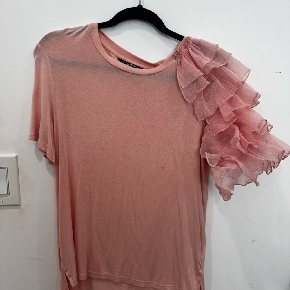 Elegant Pink Ruffle Sleeve Top